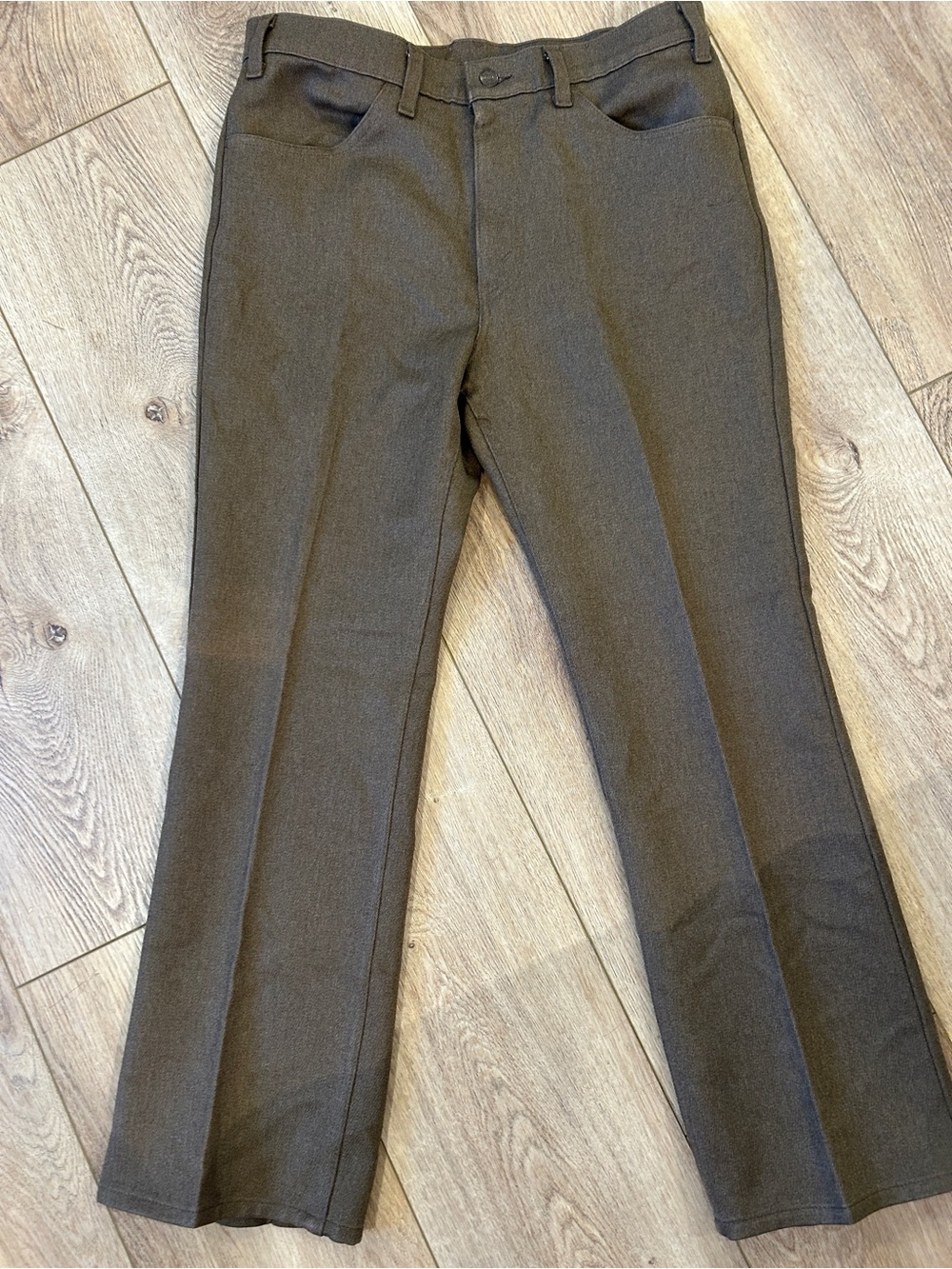 Vintage 70’s Levi’s Men's Brown Charcoal Straight-Leg Dress Pants Trouser 34x29